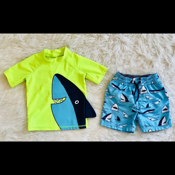 Carter's Other - Carter’s rash guard & swim trunks set, shark motif